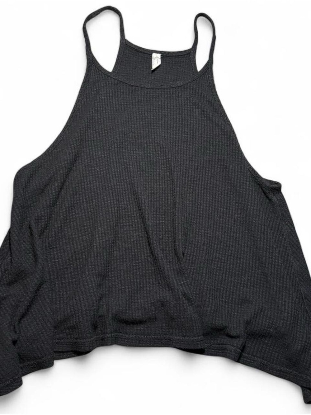 Free People Black Ribbed Halter Tank Top